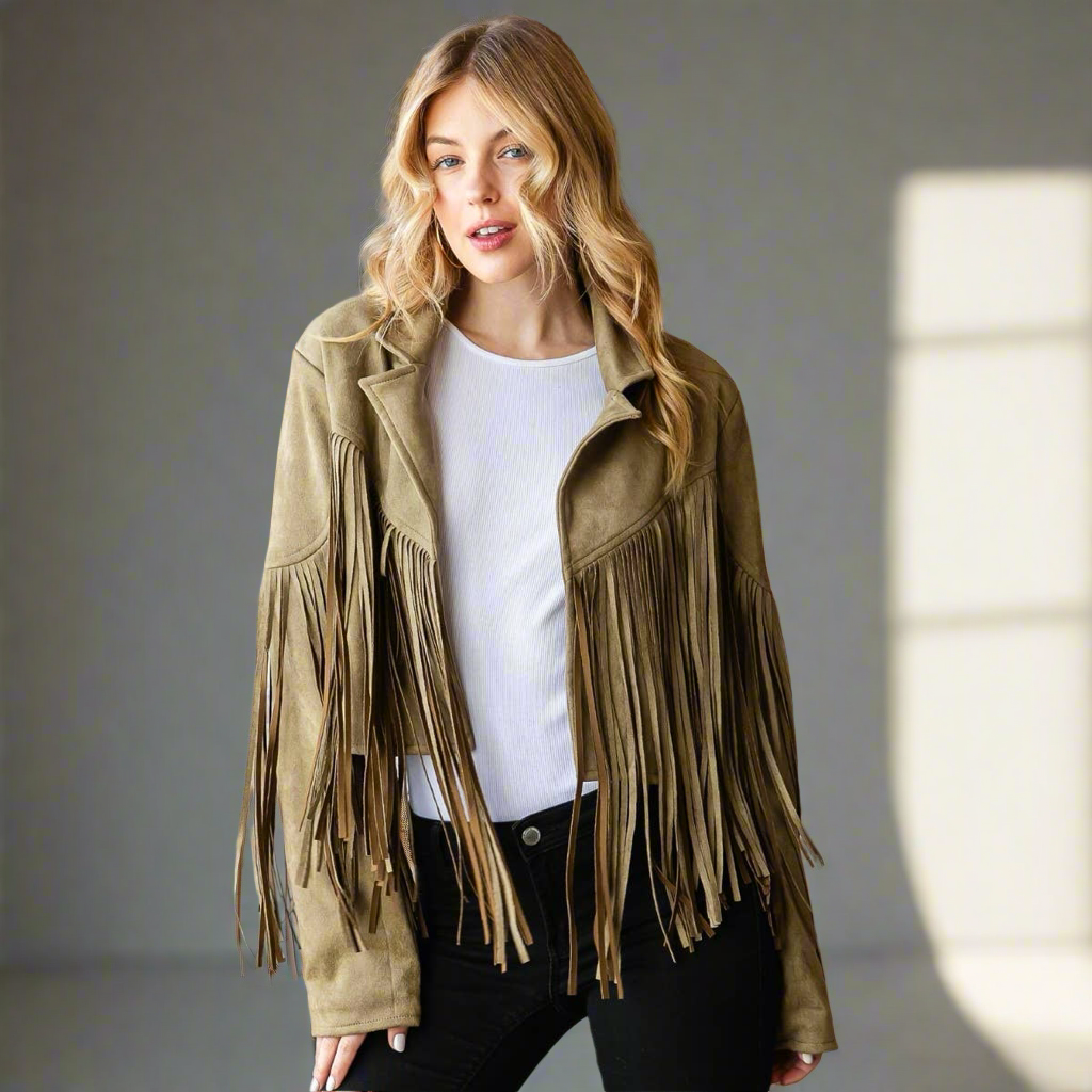 Jenae Fringe Moto Jacket